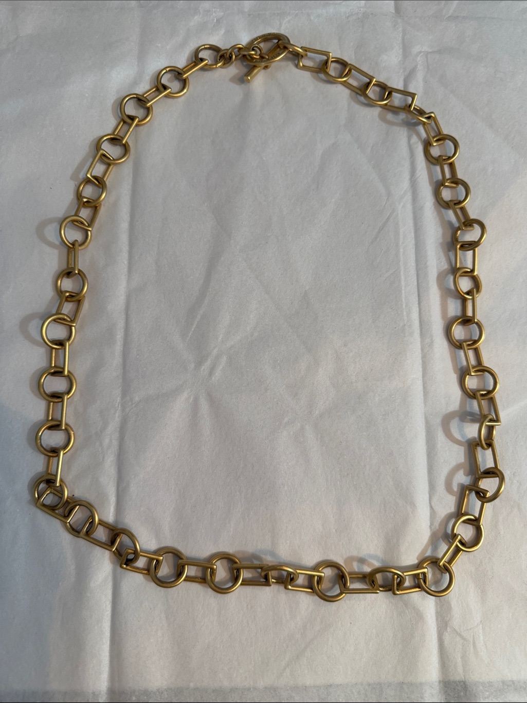 Dkny Gold Tone Brass Chain Link Necklace/Belt Mixed Round And Rectangular Links